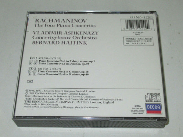 Rachmaninov* - Vladimir Ashkenazy, Concertgebouw Orchestra*, Bernard Haitink : The Four Piano Concertos (2xCD, Comp, RE)