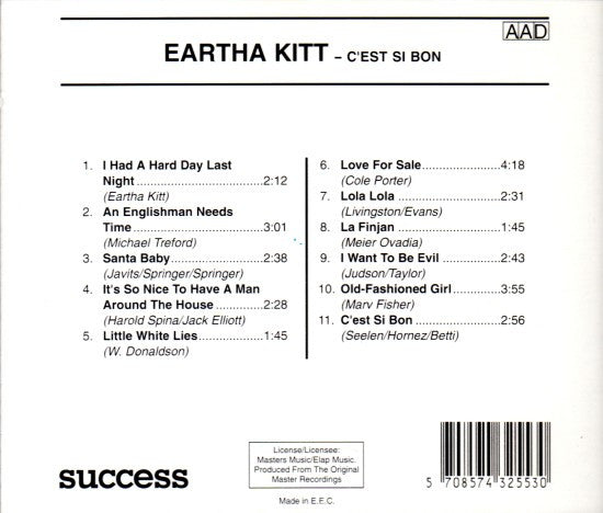 Eartha Kitt : C'est Si Bon - Live In Tivoli (CD, Album)