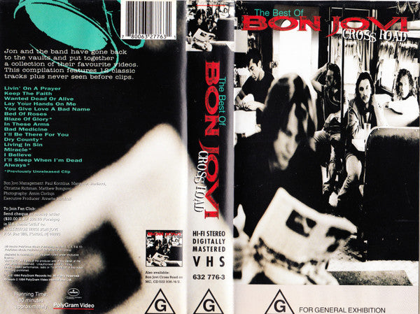 Bon Jovi : Cross Road / The Best Of Bon Jovi (VHS, Comp, PAL)