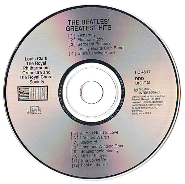 Royal Philharmonic Orchestra And The Royal Choral Society Conducted By Louis Clark : The Beatles' Greatest Hits (CD, Album, RE, Dis)