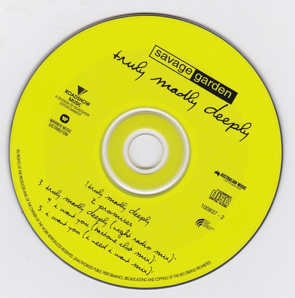 Savage Garden : Truly Madly Deeply (CD, Single, Sli)