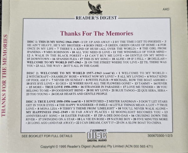 Various : Thanks For The Memories (5xCD, Comp, Two)
