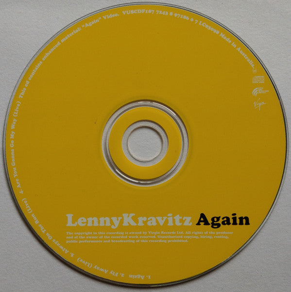 Lenny Kravitz : Again (CD, Single, Enh)
