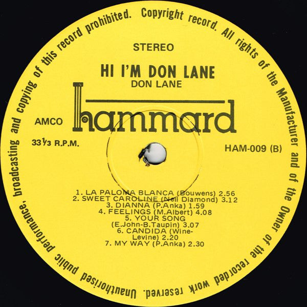 Don Lane : Hi, I'm Don Lane (LP, Album)