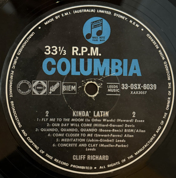 Cliff Richard : Kinda' Latin (LP, Album, Mono)