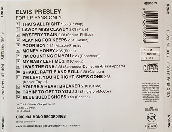 Elvis Presley : For LP Fans Only (CD, Comp, Mono, RE)