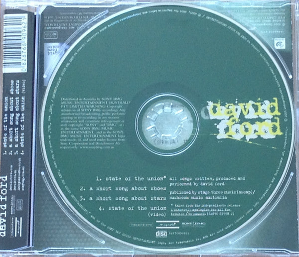 David Ford (3) : State Of The Union (CD, Single, Enh)