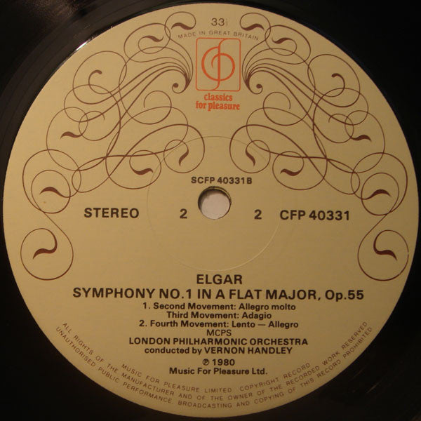 Sir Edward Elgar, London Philharmonic Orchestra, Vernon Handley : Symphony No.1 (LP)
