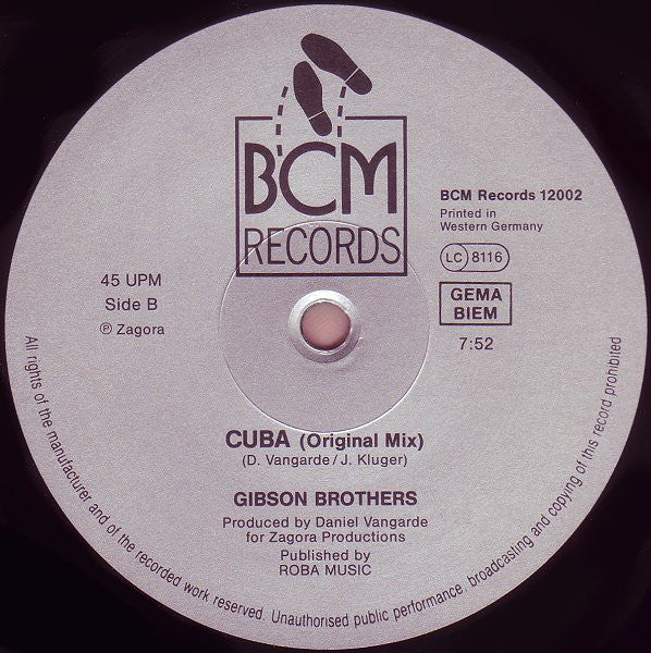Gibson Brothers : Cuba ('88 Remix) (12")