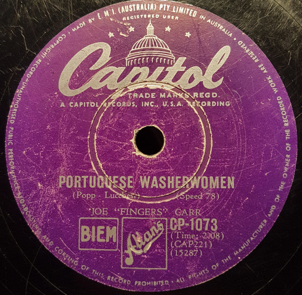 Joe "Fingers" Carr : Portuguese Washerwoman / Lucky Pierre (Shellac, 10")