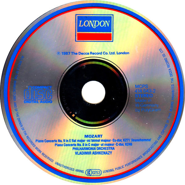 Mozart* / Vladimir Ashkenazy, Philharmonia Orchestra : Piano Concertos No. 8, K246 & No. 9, K271 (CD, Album)