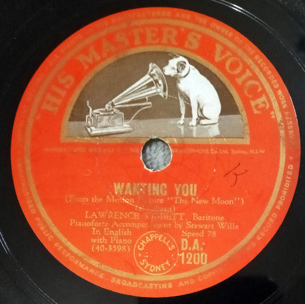 Lawrence Tibbett : Lover, Come Back To Me / Wanting You (Shellac, 10")