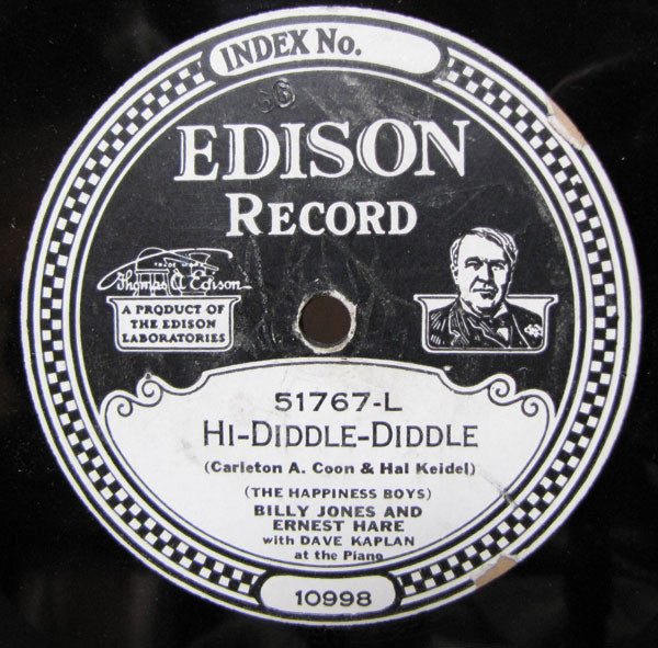The Frolickers / Billy Jones And Ernest Hare* : Talking To The Moon / Hi-Diddle-Diddle (Edison Disc)