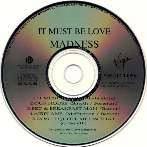 Madness : It Must Be Love (CD, Single)