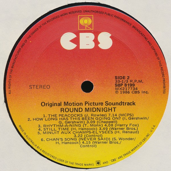 Herbie Hancock : Round Midnight - Original Motion Picture Soundtrack (LP, Album)