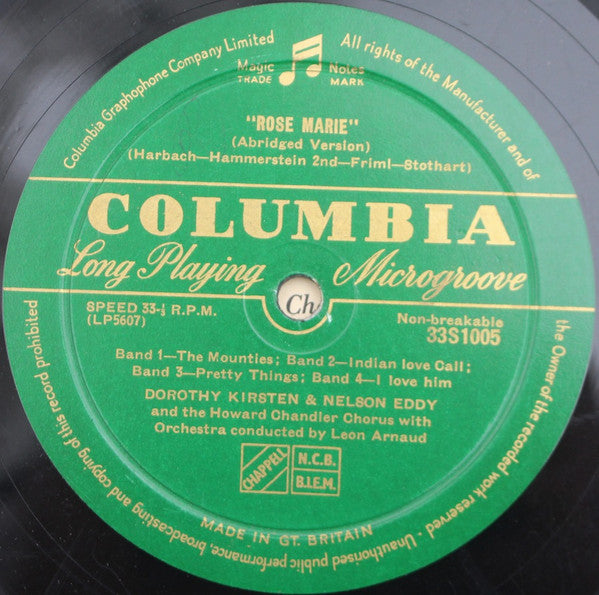 Dorothy Kirsten - Nelson Eddy With Howard Chandler Chorus With Orchestra : Rose Marie (10")