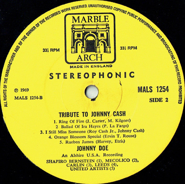 Johnny Doe : Tribute To Johnny Cash (LP, Album)