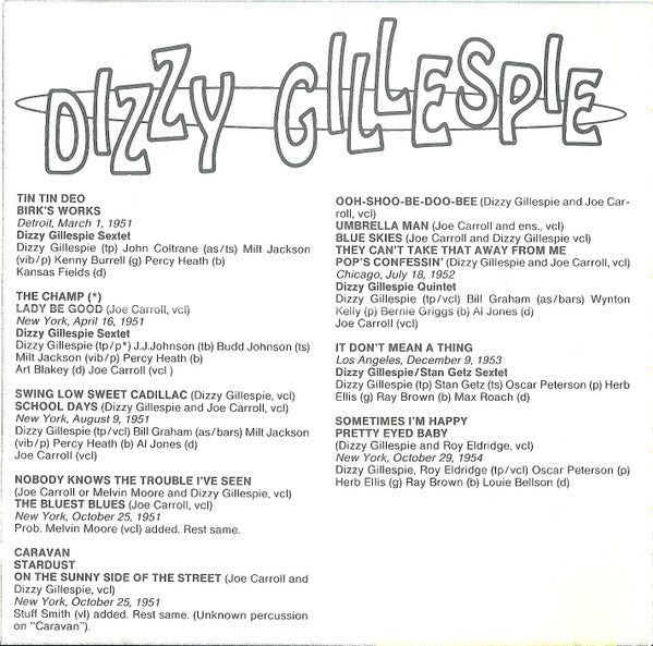 Dizzy Gillespie : Sings & Plays 1951 - 1954 (CD, Comp)
