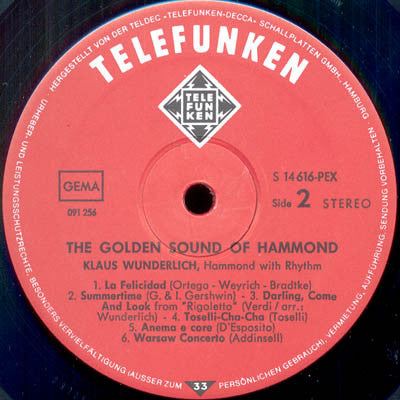 Klaus Wunderlich : The Golden Sound Of Hammond (LP, Album)