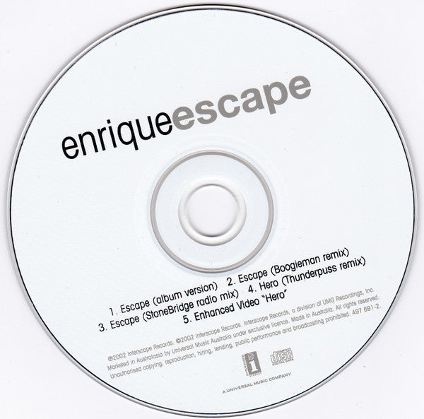 Enrique Iglesias : Escape (CD, Single, Enh)