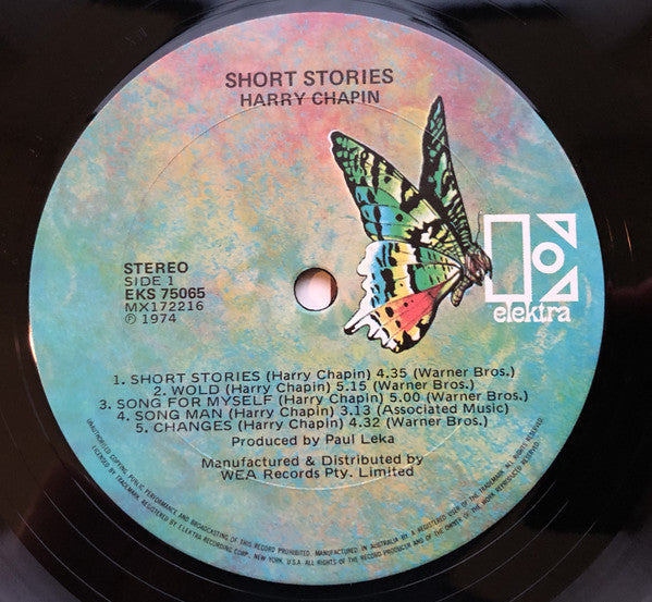Harry Chapin : Short Stories (LP, Album, Gat)