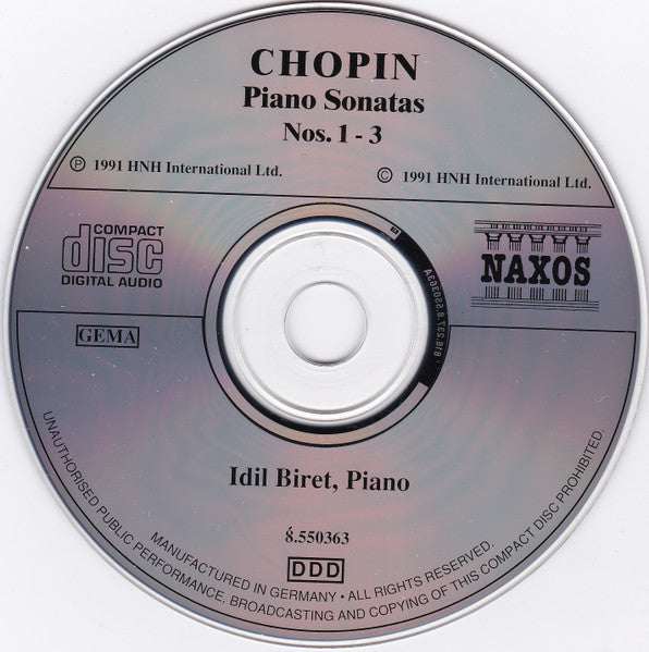 Chopin*, Idil Biret : Piano Sonatas No.1, Op. 4 • No. 2, Op. 35 • No. 3, Op. 58 (CD, Album, RP)