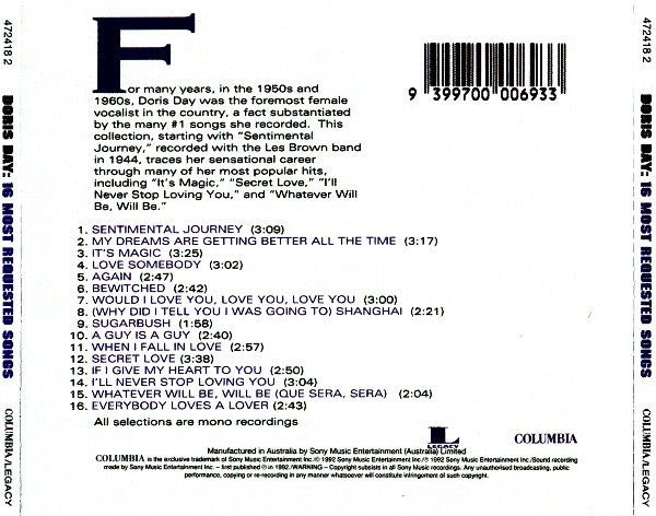 Doris Day : 16 Most Requested Songs (CD, Comp)