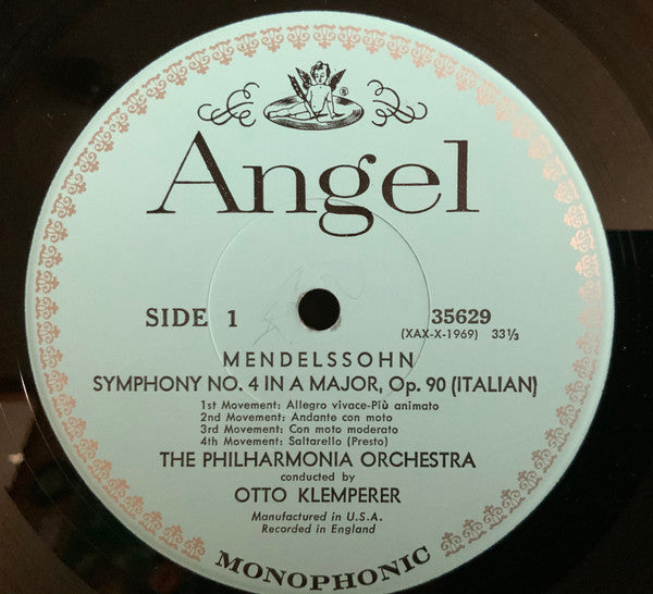 Felix Mendelssohn-Bartholdy - Robert Schumann - Otto Klemperer, Philharmonia Orchestra : Symphony N°4 In A Major, "Italian" / Symphony N°4 In D Minor (LP, Album, Mono)