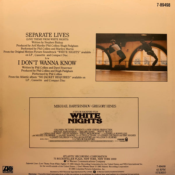 Phil Collins And Marilyn Martin : Separate Lives (Love Theme From White Nights) (7")