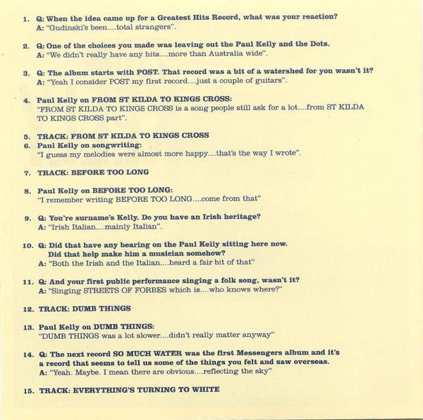 Paul Kelly (2) : Songs From The South Interview (CD, Transcription)