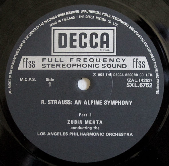 Richard Strauss, Los Angeles Philharmonic Orchestra, Zubin Mehta : An Alpine Symphony (LP, Fir)