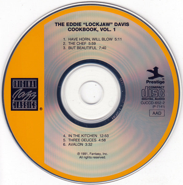 Eddie "Lockjaw" Davis With Shirley Scott, Jerome Richardson : The Eddie "Lockjaw" Davis Cookbook Vol. 1 (CD, Album, RE, RM)