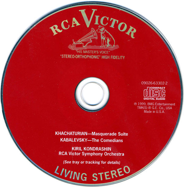 Aram Khatchaturian, Dmitry Kabalevsky, Pyotr Ilyich Tchaikovsky, Nikolai Rimsky-Korsakov, Kiril Kondrashin, RCA Victor Symphony Orchestra : Masquerade Suite - The Comedians - Capriccio Italien - Capriccio Espagnol (CD, Comp)