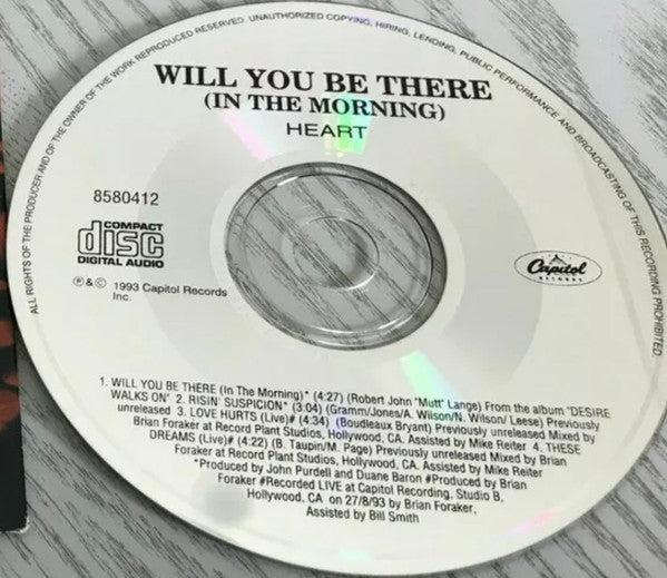 Heart : Will You Be There (In The Morning) (CD, Single, Car)