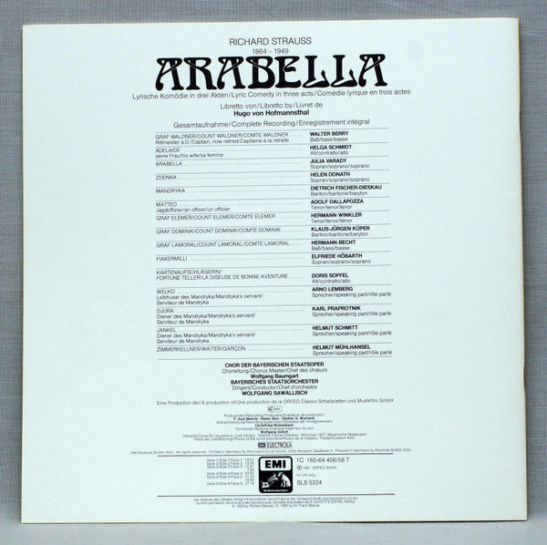 Richard Strauss - Julia Varady*, Dietrich Fischer-Dieskau, Helen Donath, Adolf Dallapozza, Helga Schmidt, Walter Berry, Chor Der Bayerischen Staatsoper, Bayerisches Staatsorchester München*, Wolfgang Sawallisch : Arabella (3xLP, Dig + Box, Boo)