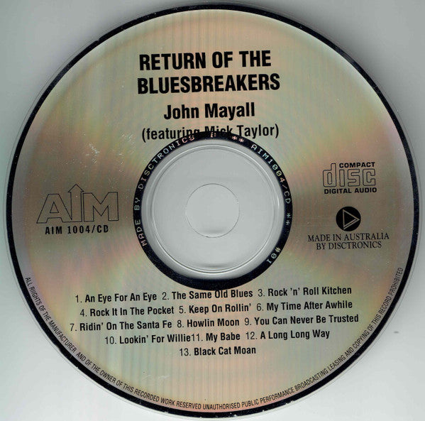 John Mayall Featuring Mick Taylor : Return Of The Bluesbreakers (CD, Album)