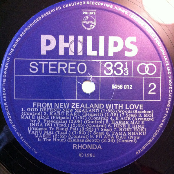 Rhonda* : From New Zealand With Love (A Collection Of The Finest Maori Songs) (LP, Album)