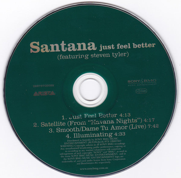 Santana featuring Steven Tyler : Just Feel Better (CD, Single)