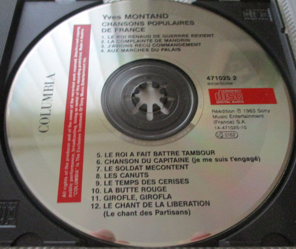 Yves Montand : Chansons Populaires De France (CD, Album, Mono, RE)