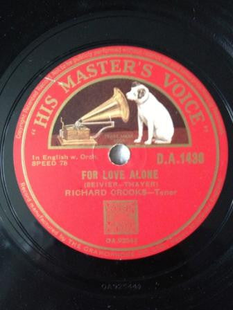 Richard Crooks (2) : The Unforgotten Melody / For Love Alone (Shellac, 10")