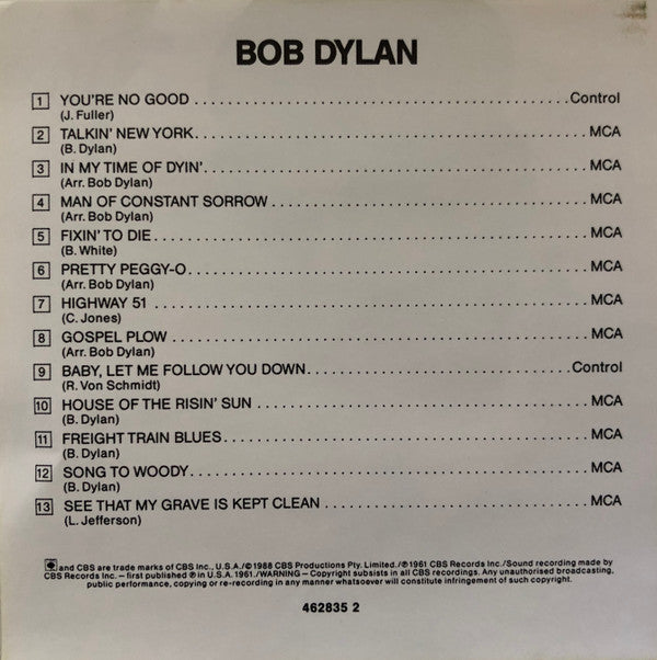 Bob Dylan : Bob Dylan (CD, Album, RE)