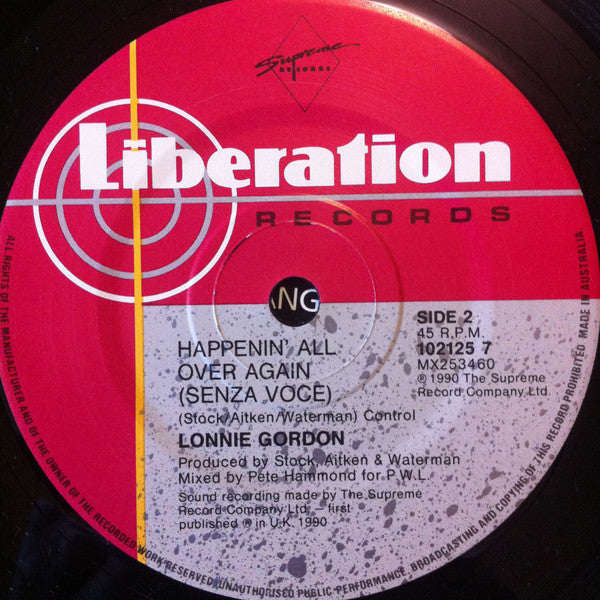 Lonnie Gordon : Happenin' All Over Again (7", Single)