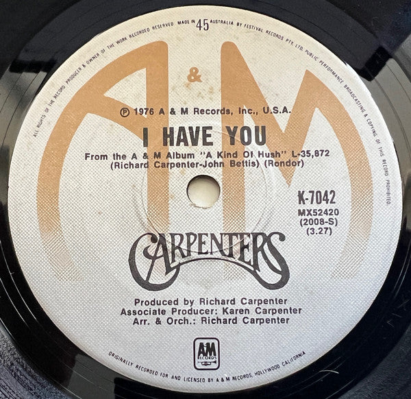 Carpenters : Sweet, Sweet Smile (7", Single)