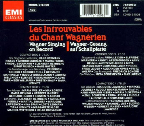 Richard Wagner : Les Introuvables Du Chant Wagnérien = Wagner Singing On Record = Wagner-Gesang Auf Schallplatte (4xCD, Comp, RM + Box, Mono)