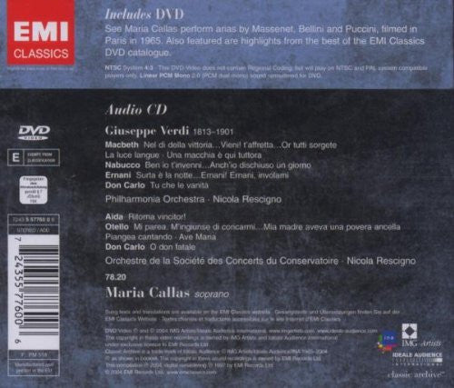 Maria Callas : Legend: Maria Callas - Verdi (CD, Comp, RE, RM + DVD-V, NTSC, All)