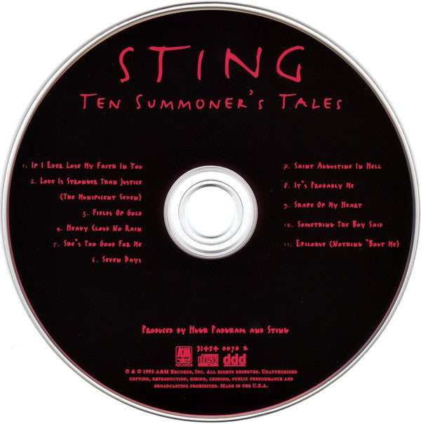 Sting : Ten Summoner's Tales (CD, Album)