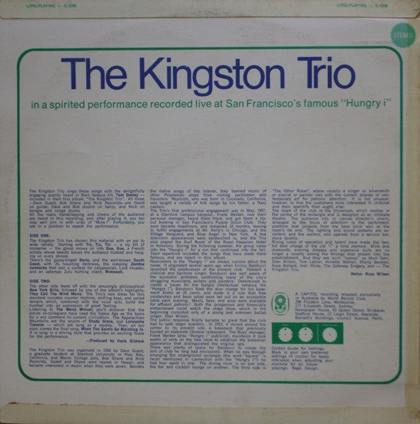 The Kingston Trio* : ... From The "Hungry I" (LP, Album, Club)