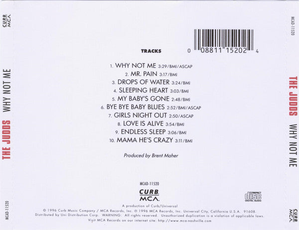 The Judds : Why Not Me (CD, Album, RE)
