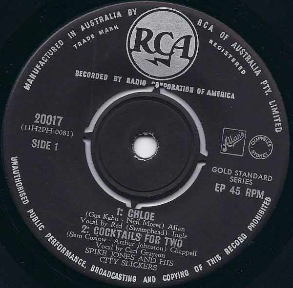 Spike Jones And His City Slickers : Chloe (7", EP)