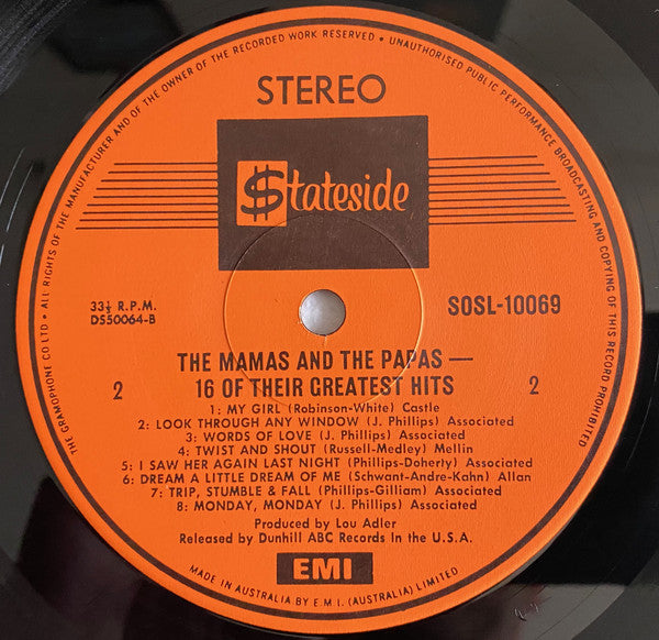 The Mamas & The Papas : 16 Of Their Greatest Hits (LP, Comp)